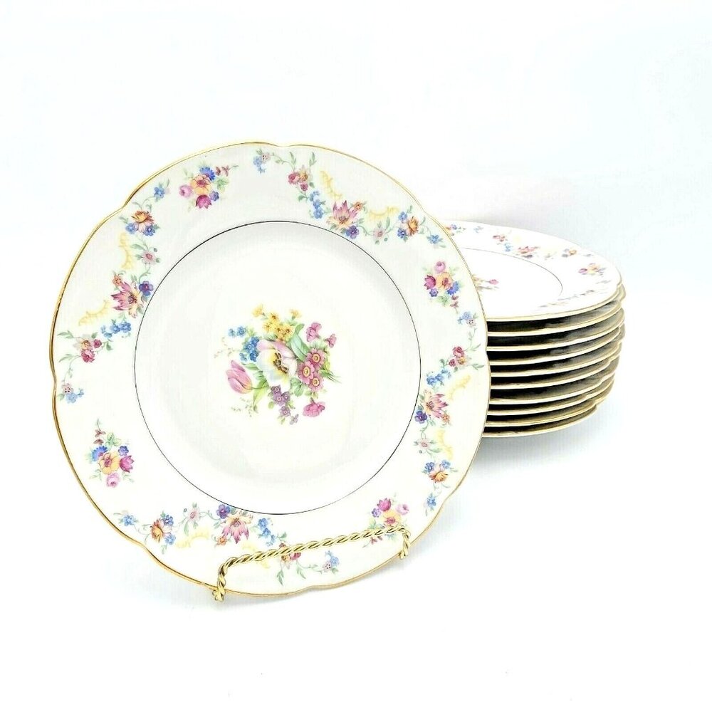Royal Bayreuth 10" Dinner Plates Dresden Floral Bavaria -Lot of 11